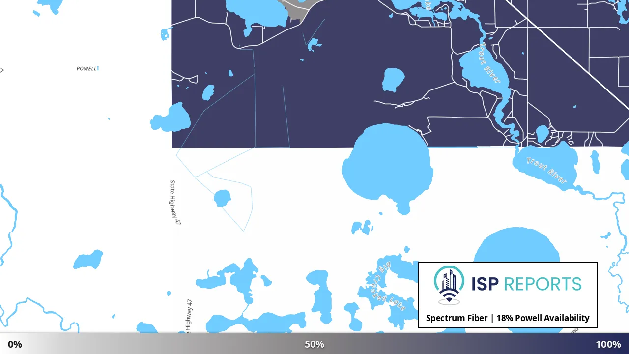 Powell, WI map of internet availability