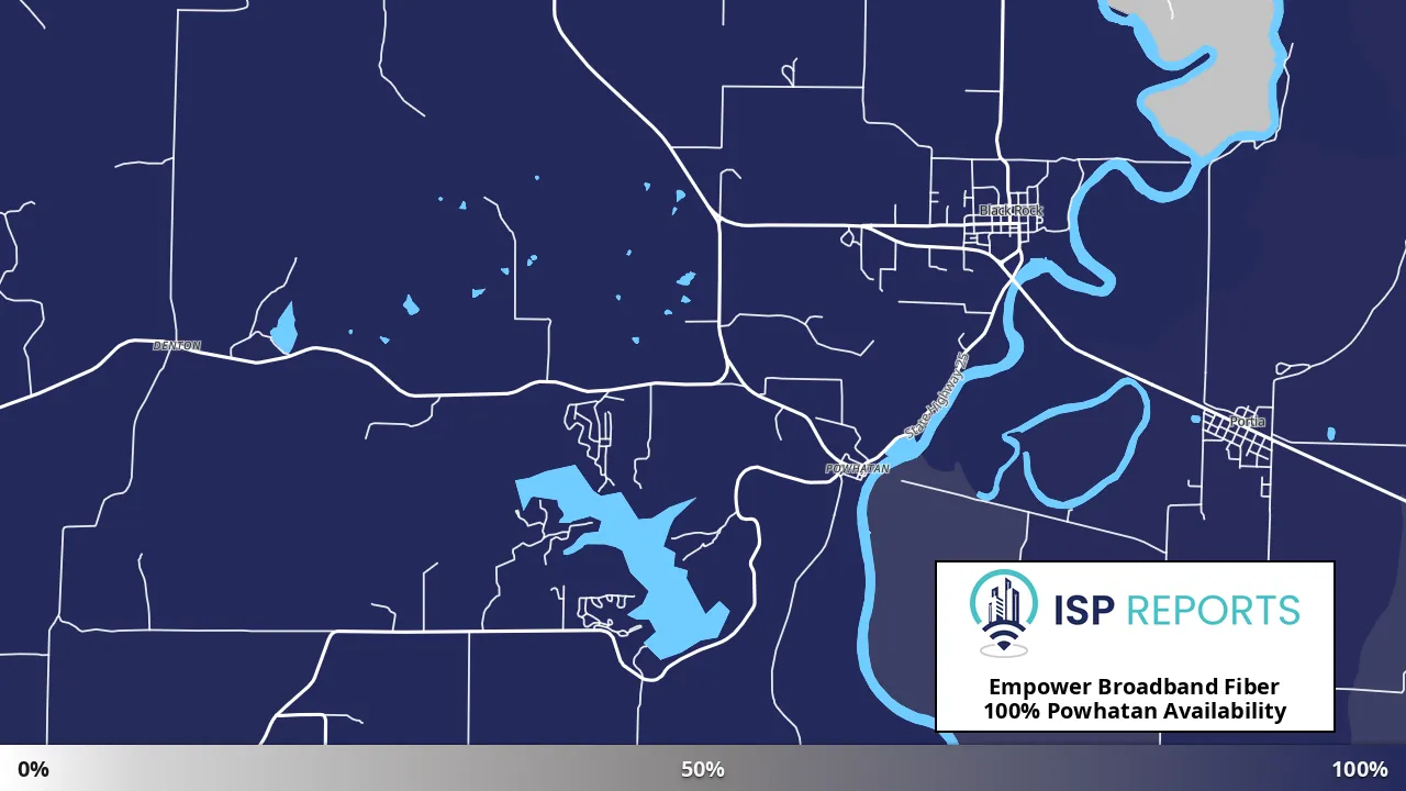 Powhatan, AR map of internet availability