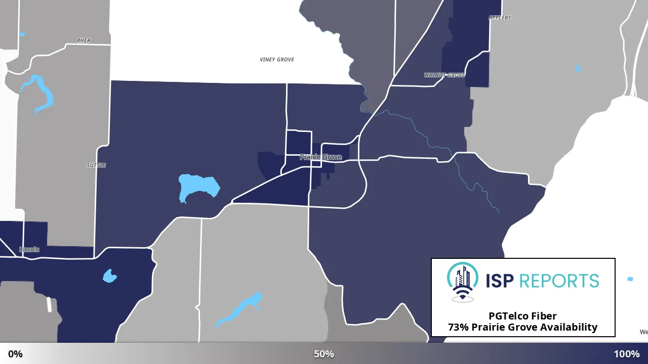 Prairie Grove, AR map of internet availability