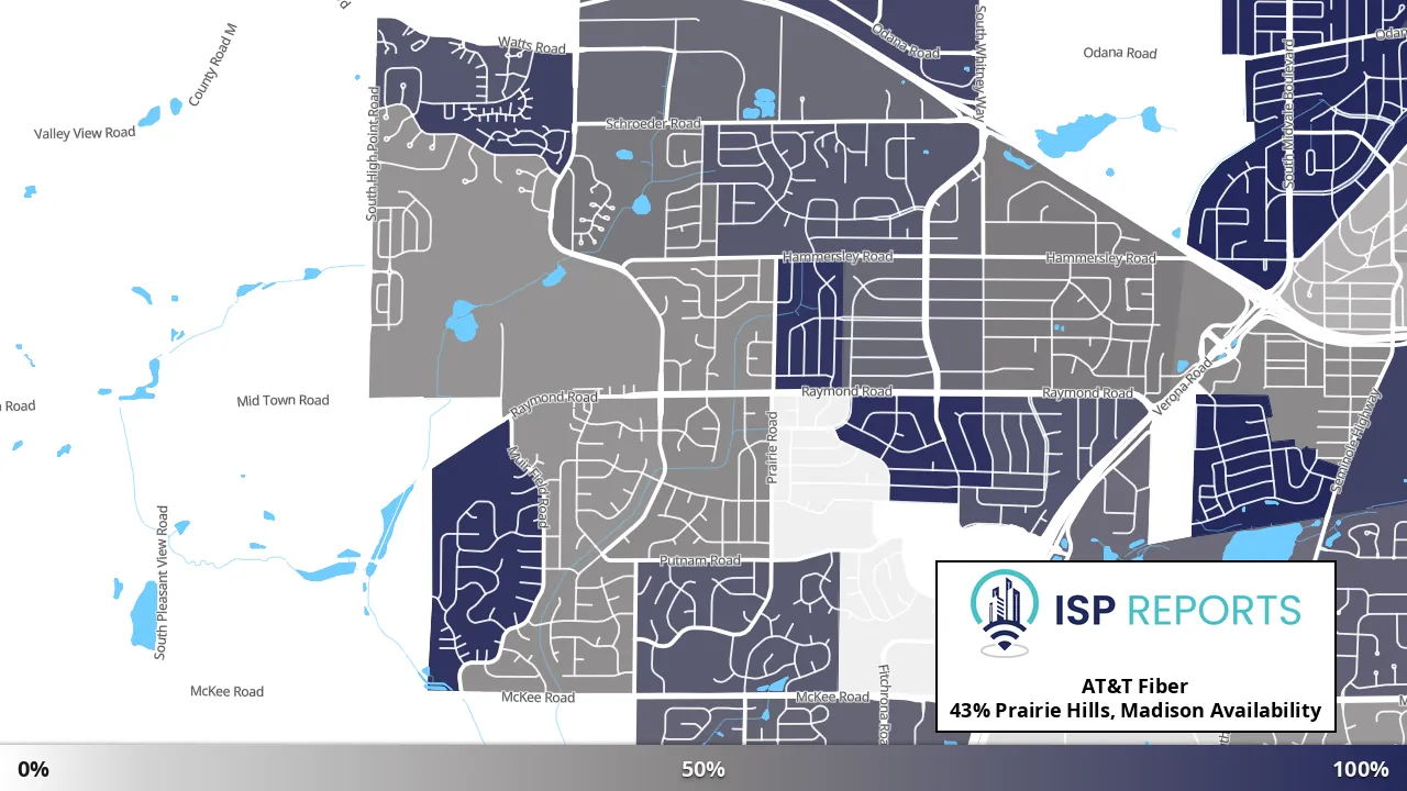 Prairie Hills, Madison, WI map of internet availability