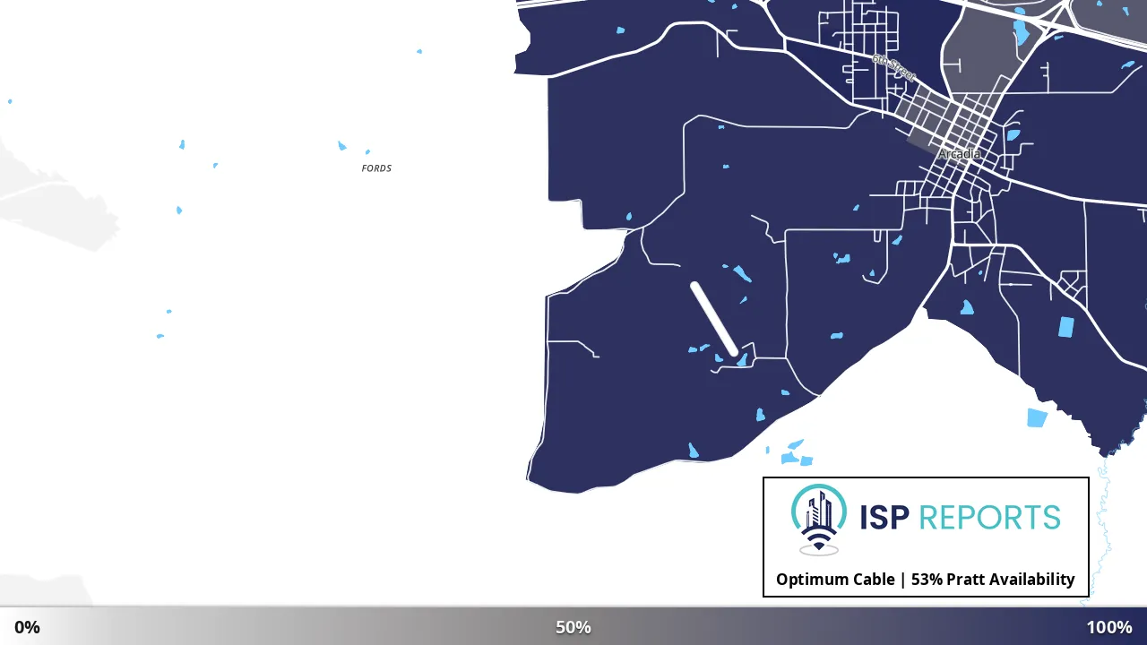 Pratt, LA map of internet availability
