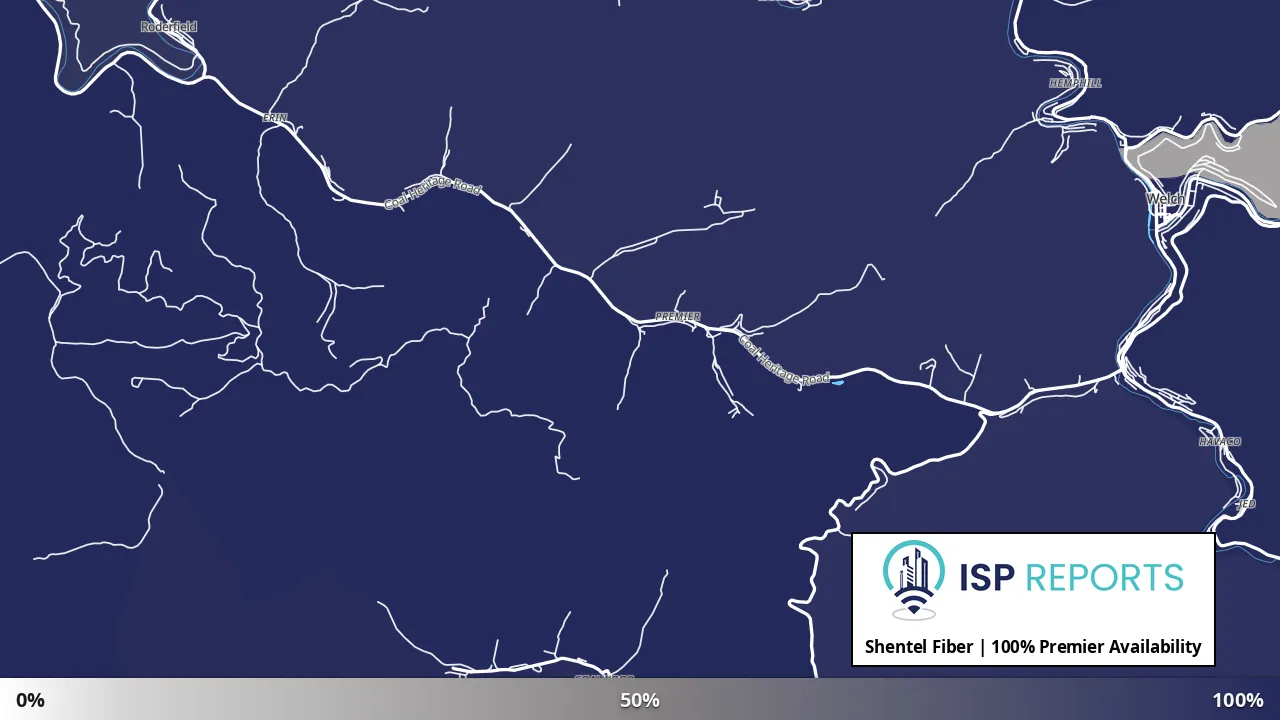 Premier, WV map of internet availability