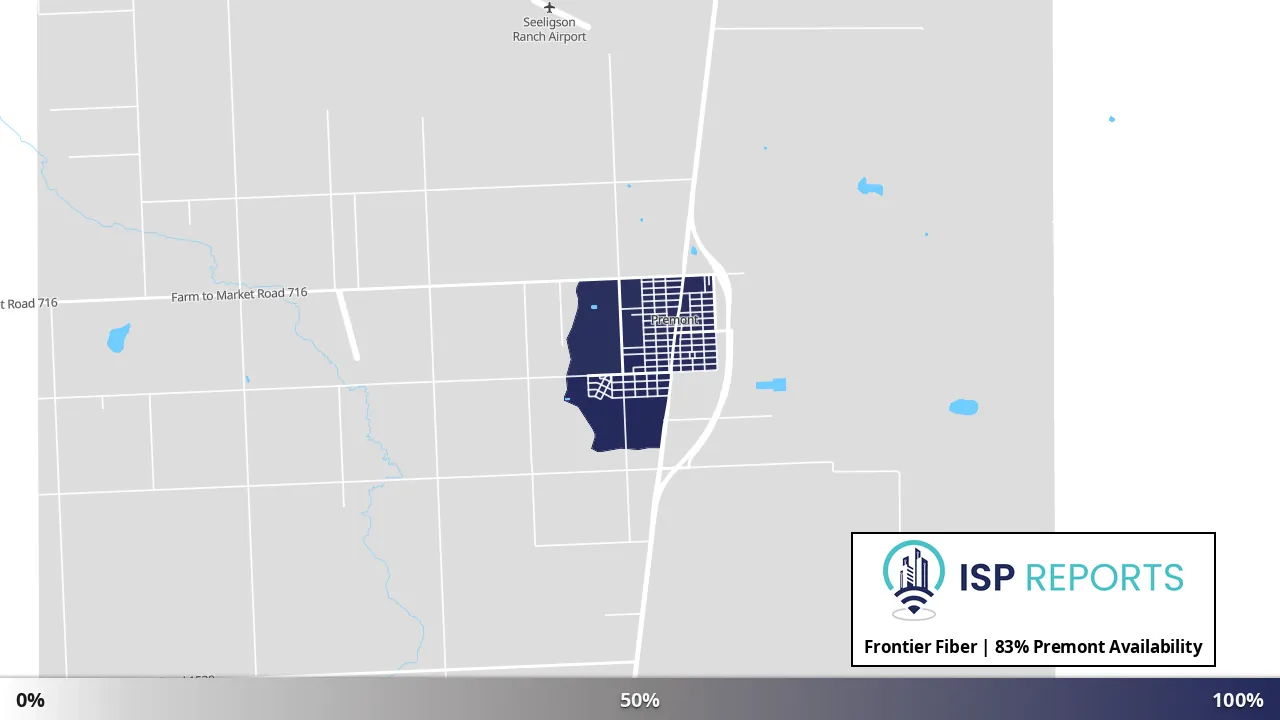 Premont, TX map of internet availability