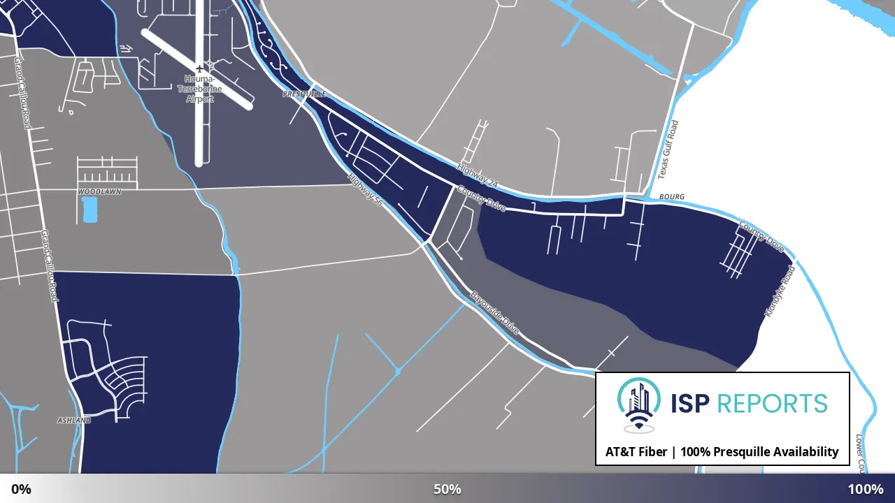 Presquille, LA map of internet availability