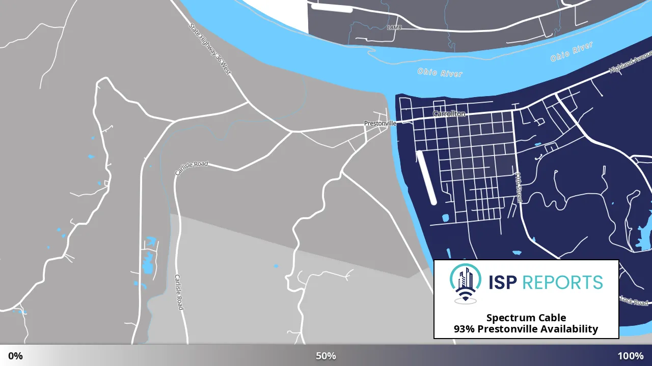 Prestonville, KY map of internet availability