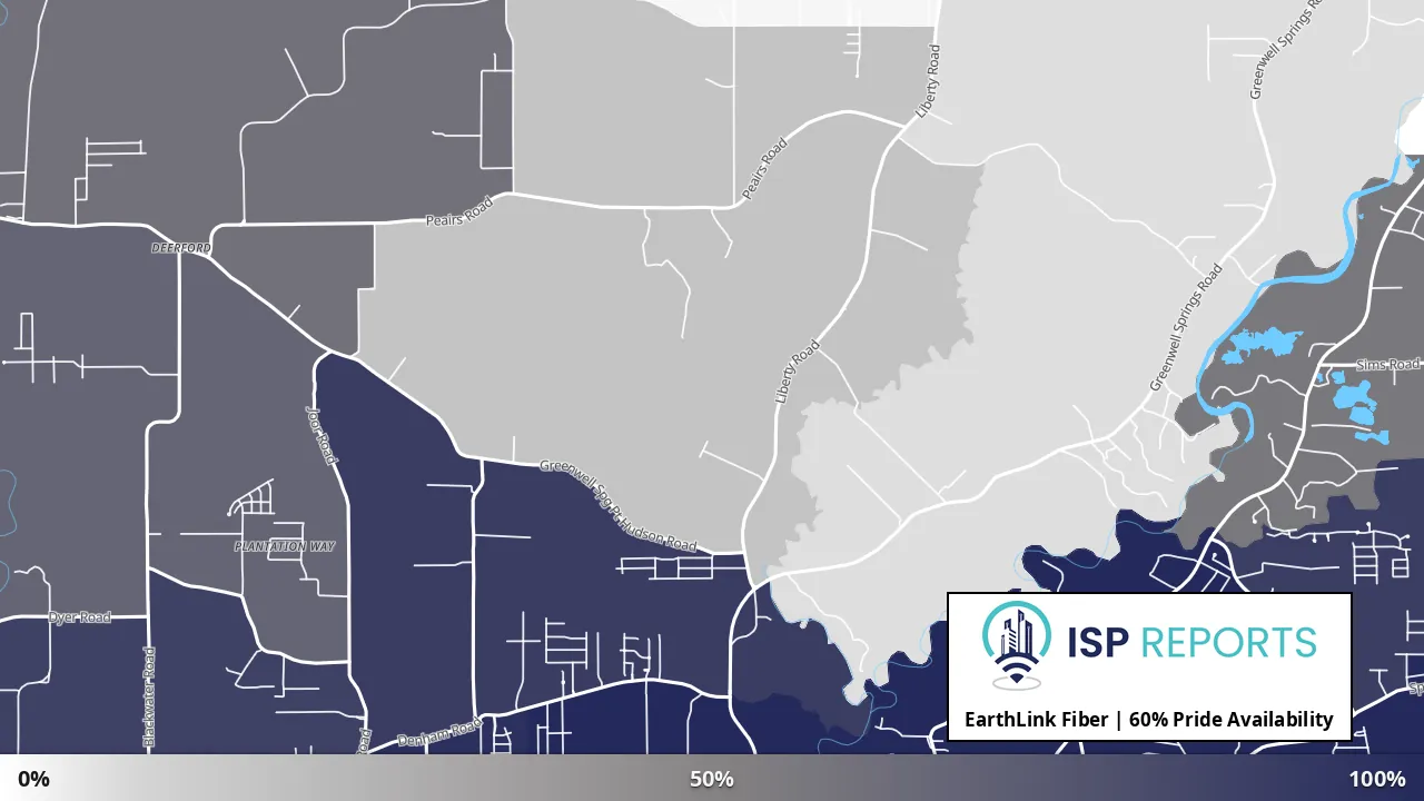 Pride, LA map of internet availability