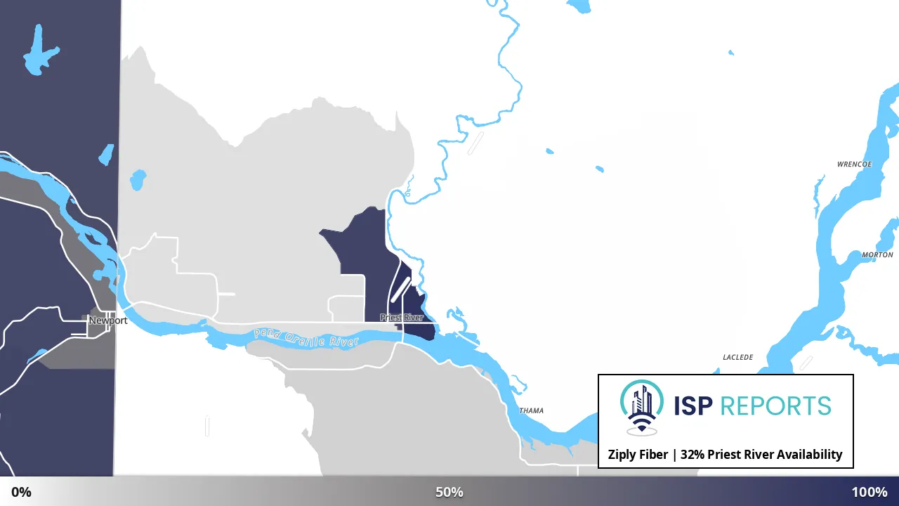 Priest River, ID map of internet availability