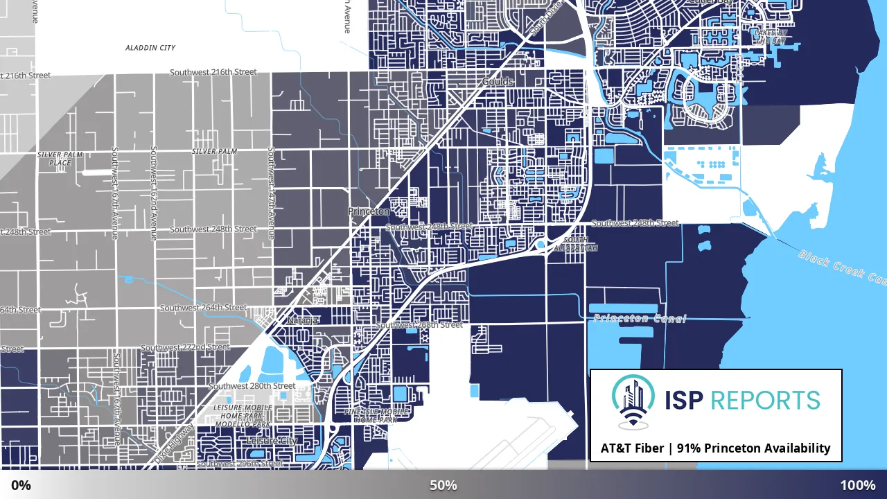 Princeton, FL map of internet availability
