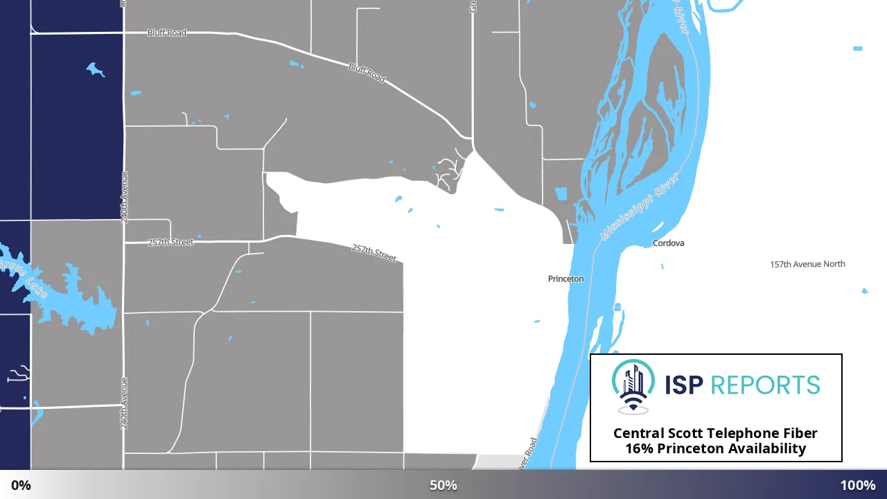 Princeton, IA map of internet availability