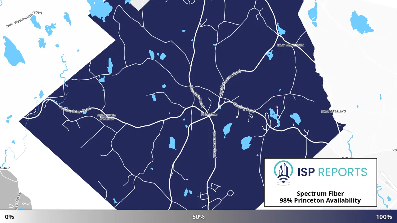 Princeton, MA map of internet availability