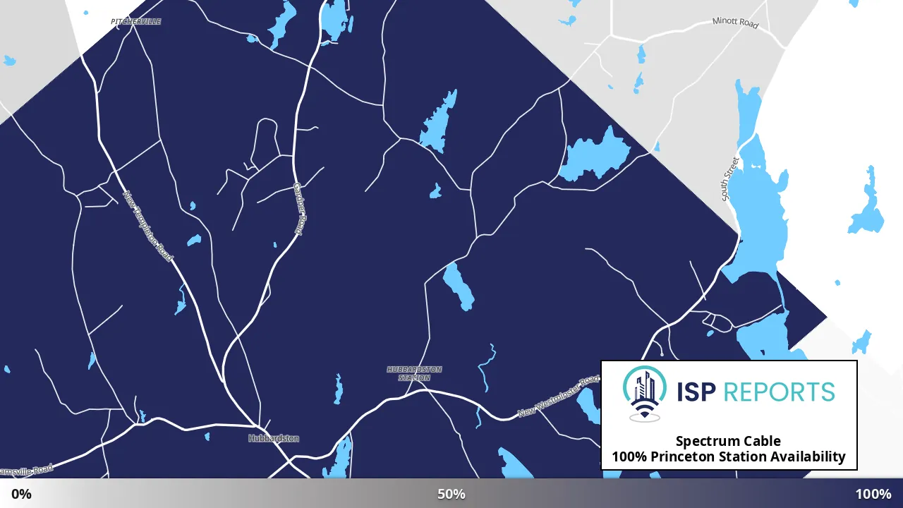 Princeton Station, MA map of internet availability