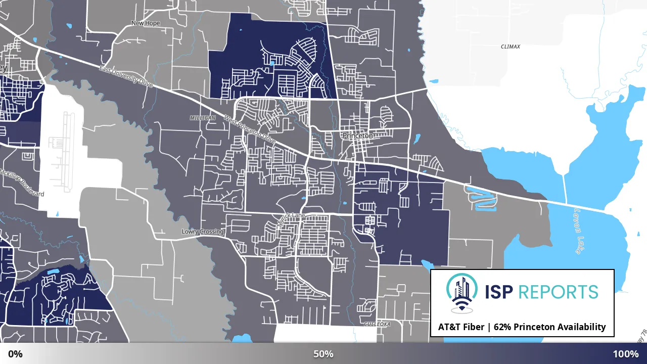 Princeton, TX map of internet availability