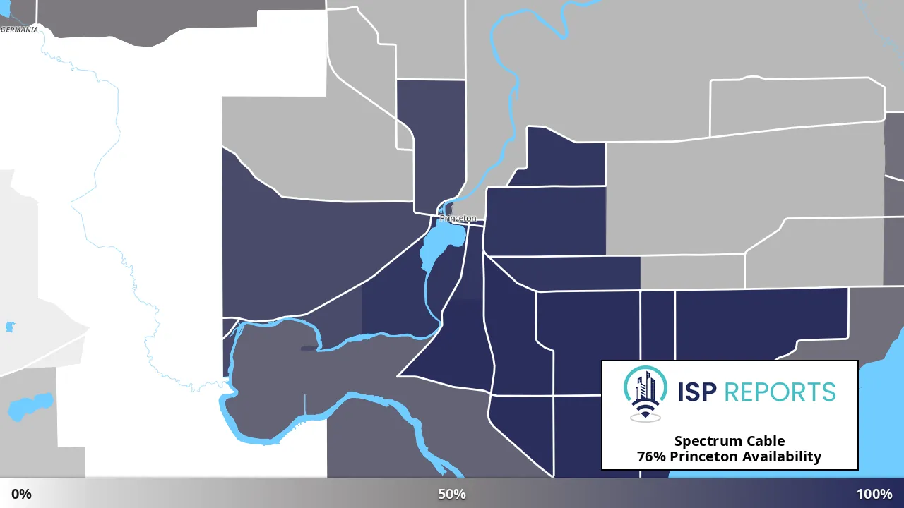 Princeton, WI map of internet availability