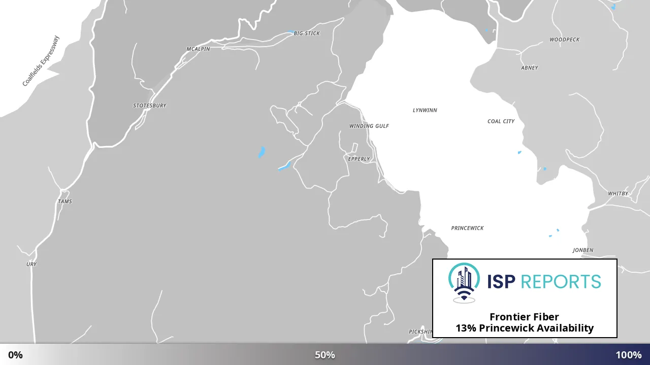 Princewick, WV map of internet availability