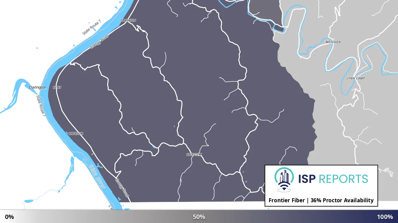 Proctor, WV map of internet availability