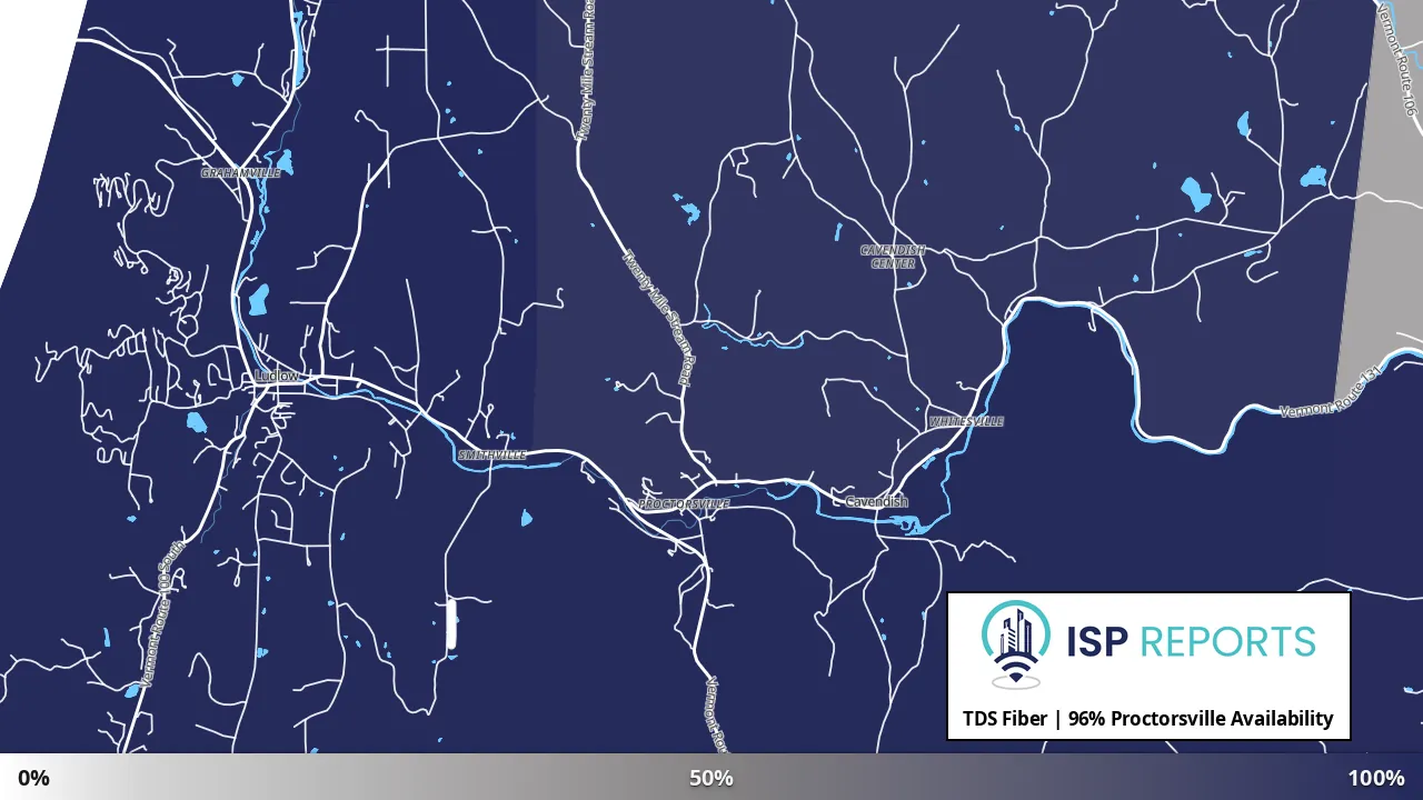 Proctorsville, VT map of internet availability