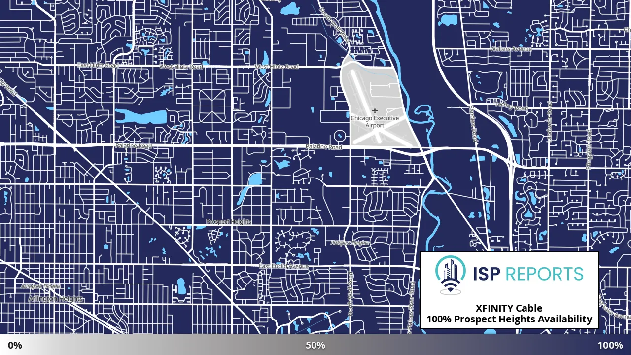 Prospect Heights, IL map of internet availability