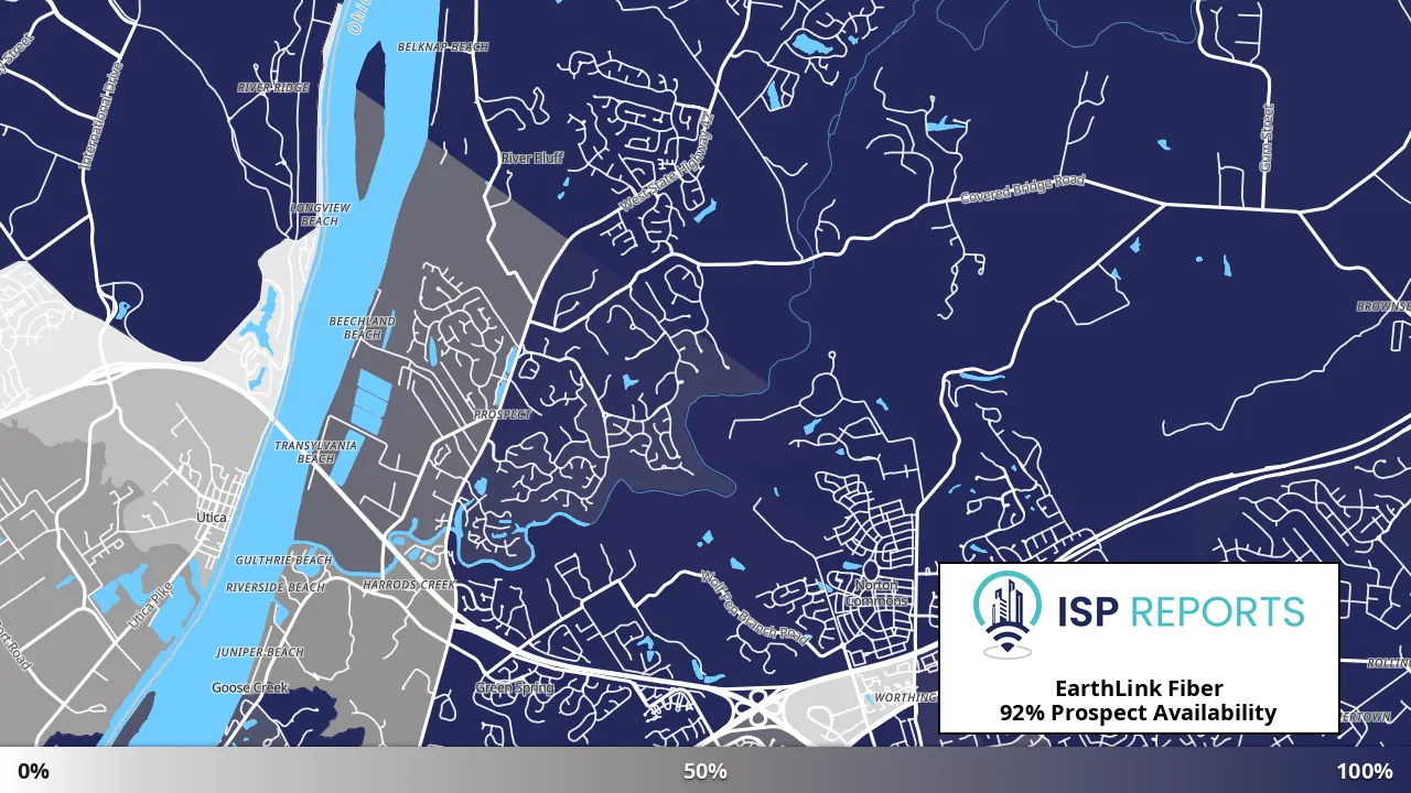 Prospect, KY map of internet availability