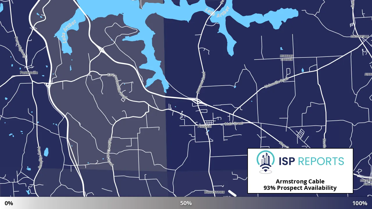 Prospect, PA map of internet availability