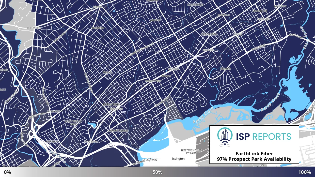 Prospect Park, PA map of internet availability