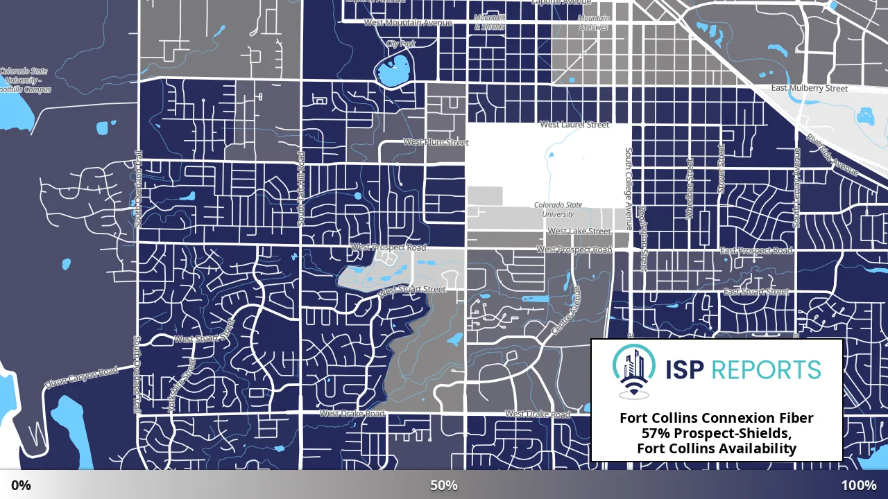 Prospect-Shields, Fort Collins, CO map of internet availability