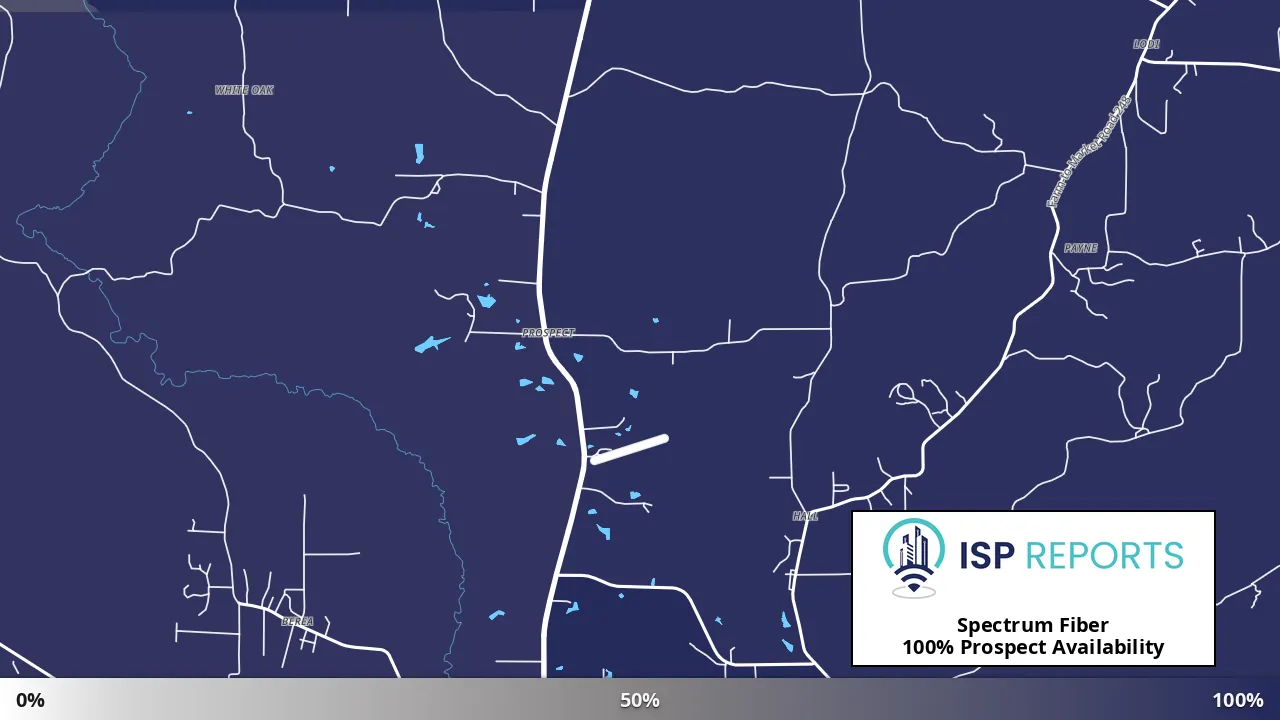 Prospect, TX map of internet availability