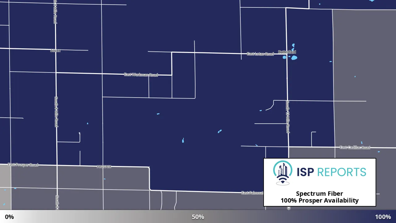 Prosper, MI map of internet availability