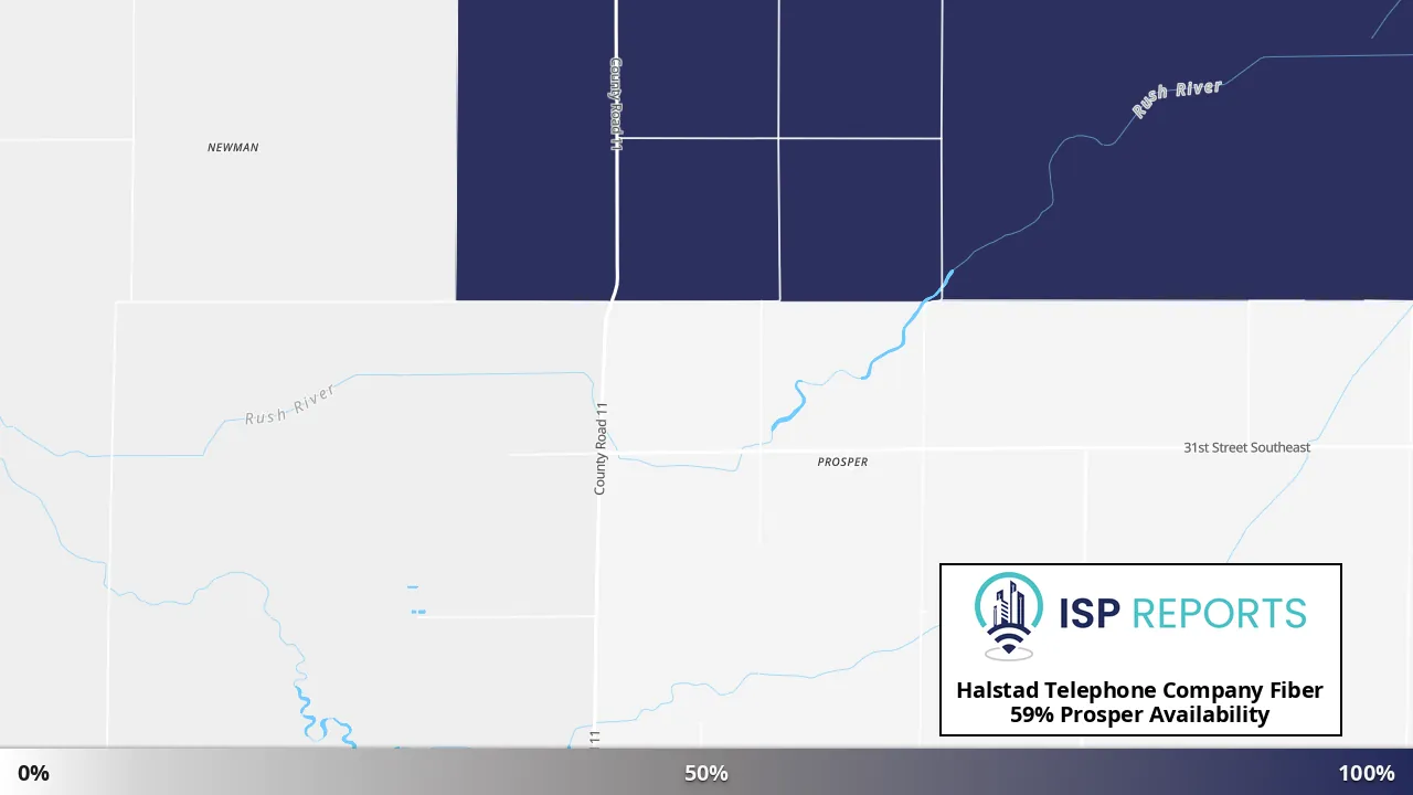 Prosper, ND map of internet availability