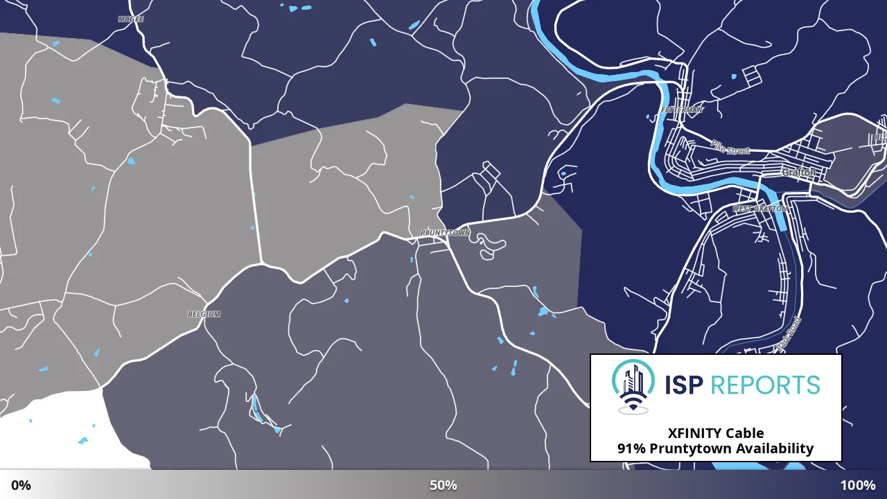 Pruntytown, WV map of internet availability