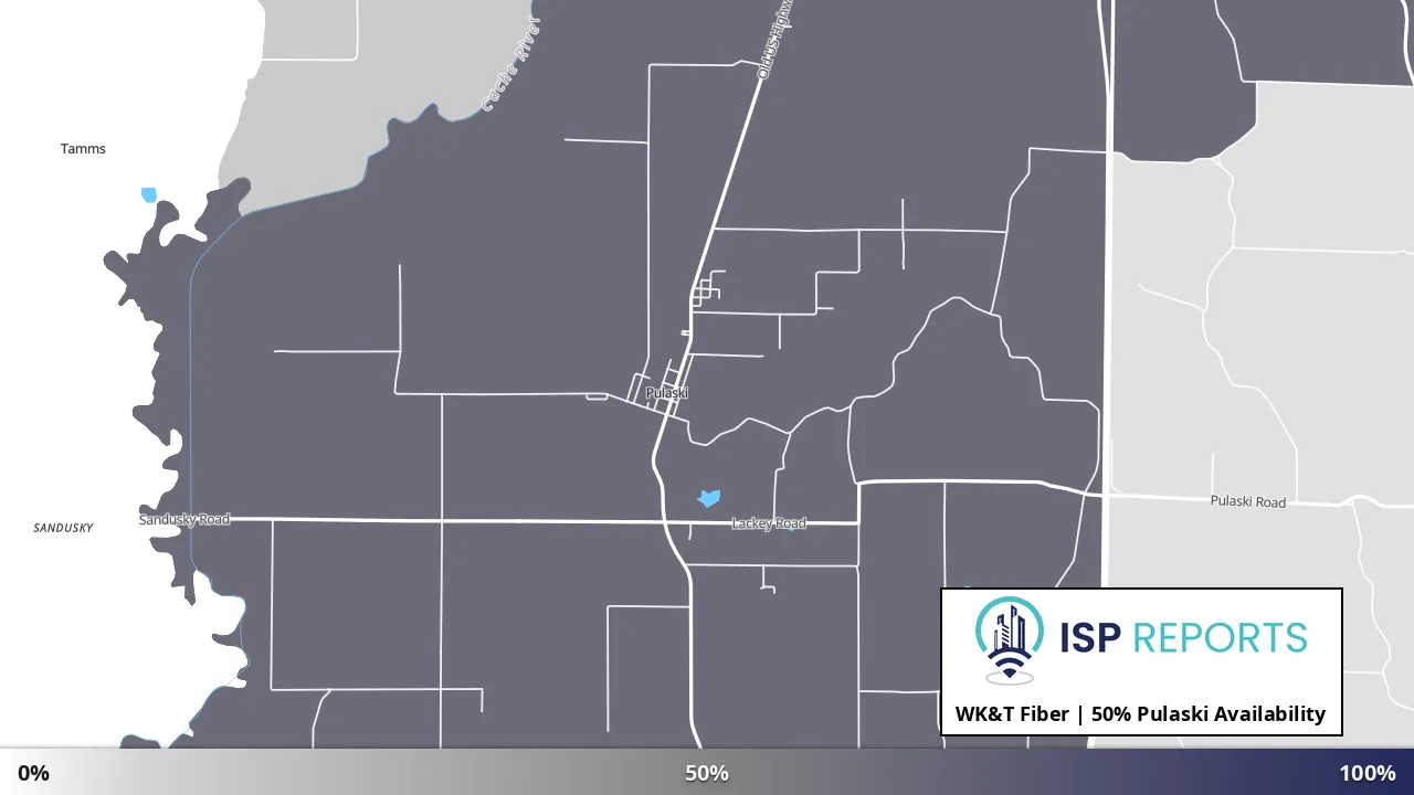 Pulaski, IL map of internet availability