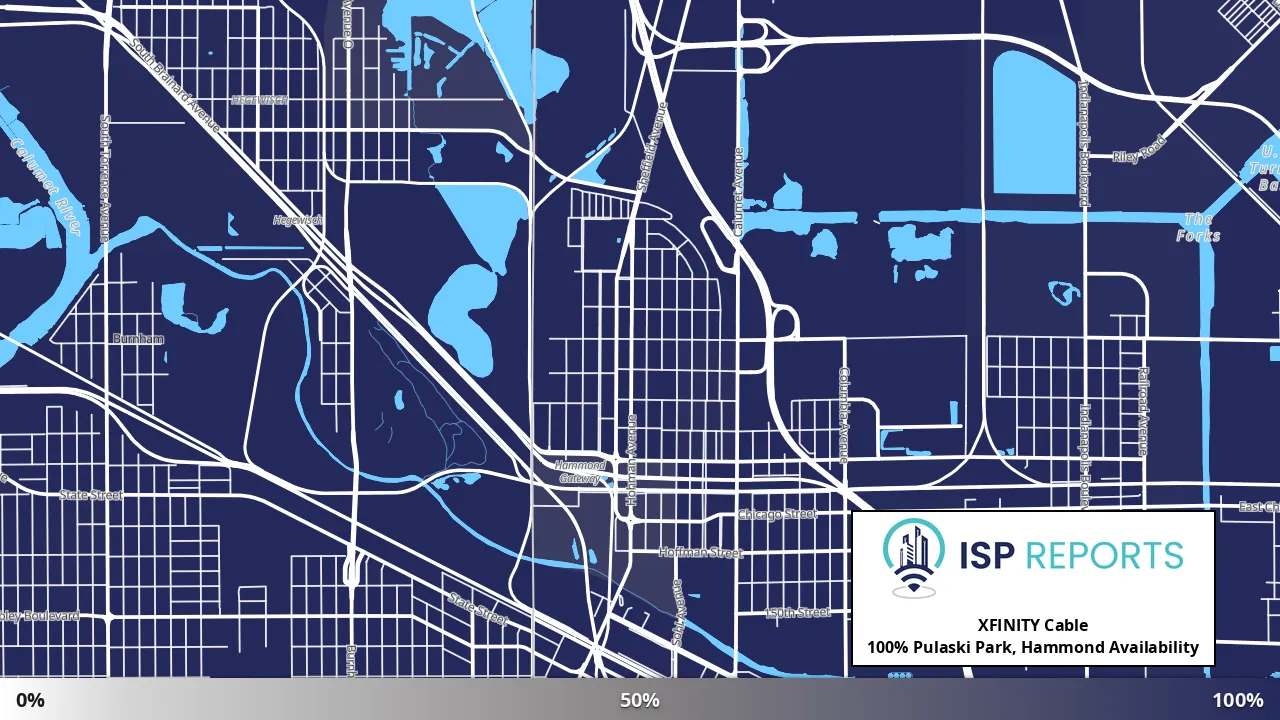 Pulaski Park, Hammond, IN map of internet availability