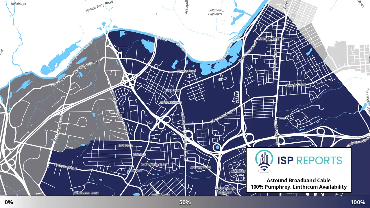 Pumphrey, Linthicum, MD map of internet availability