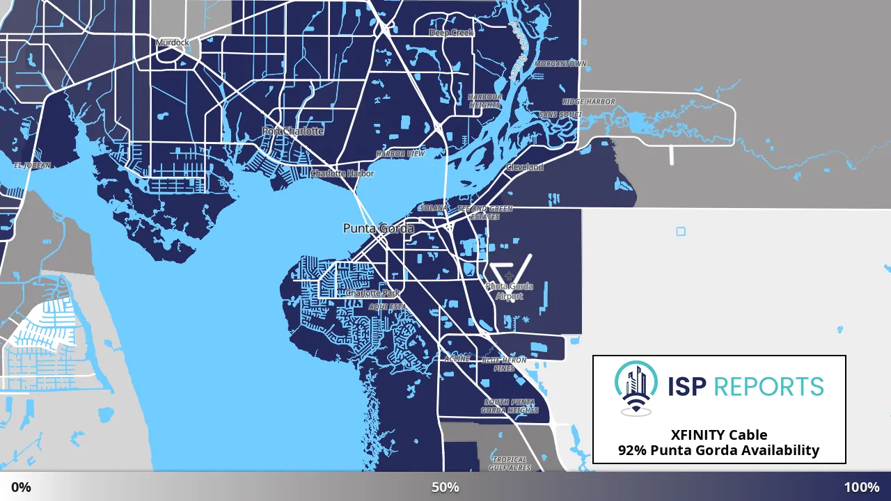 Punta Gorda, FL map of internet availability