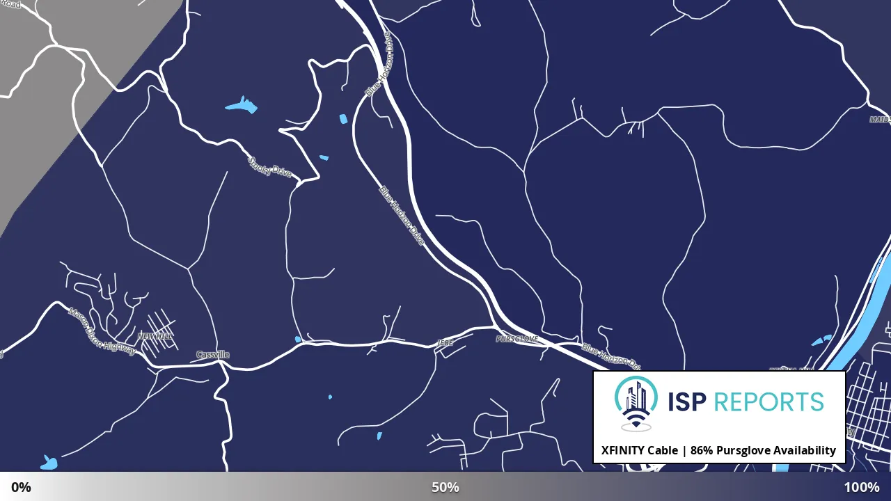 Pursglove, WV map of internet availability