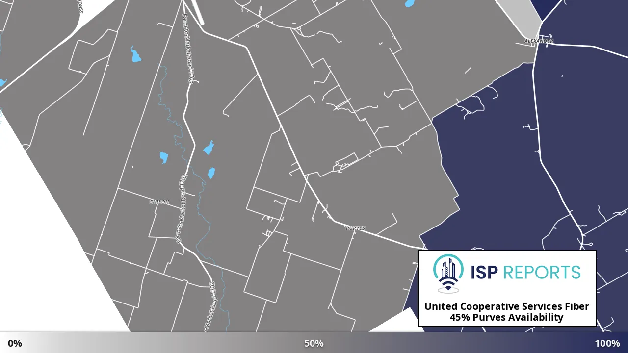 Purves, TX map of internet availability