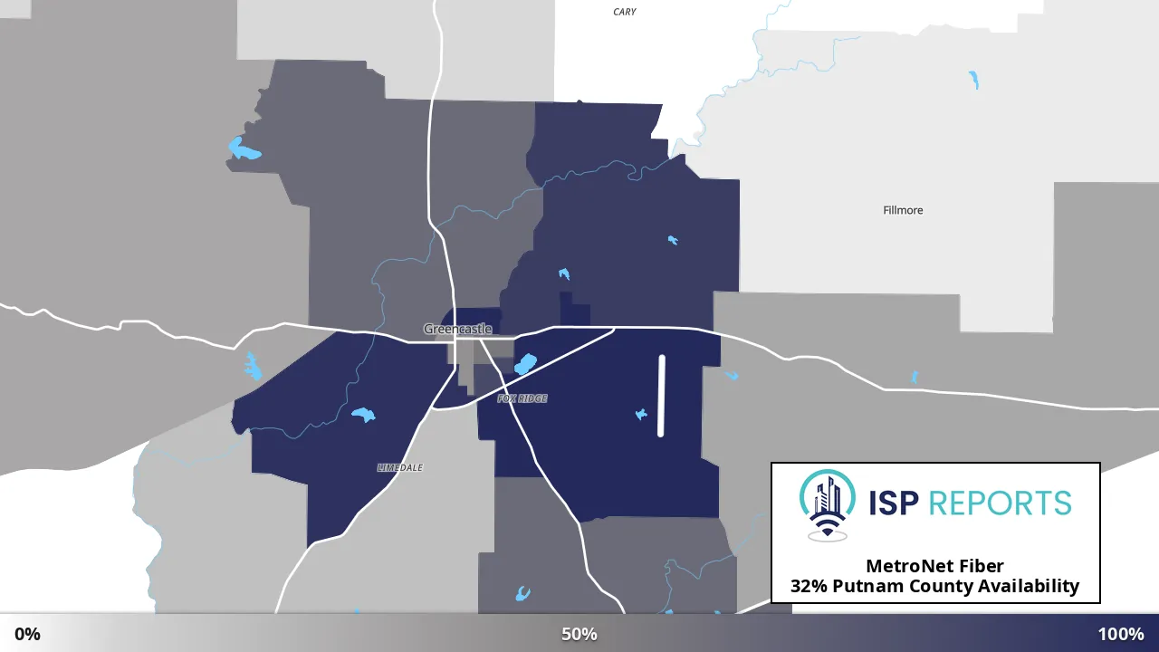 Putnam County, IN map of internet availability