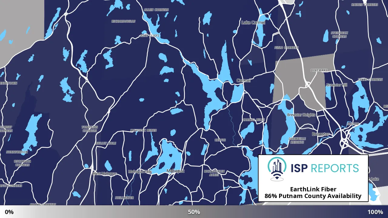 Putnam County, NY map of internet availability