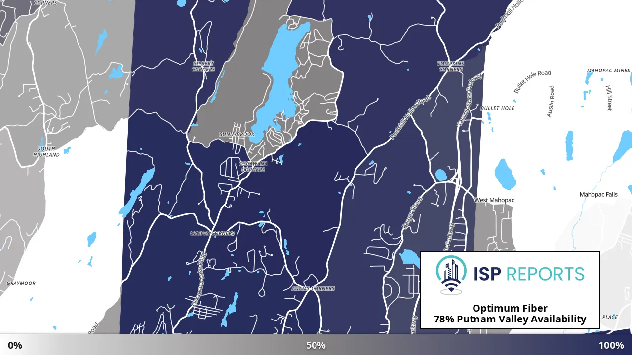Putnam Valley, NY map of internet availability
