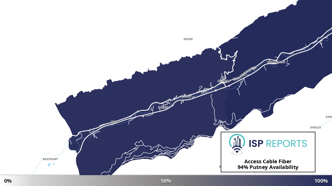 Putney, KY map of internet availability