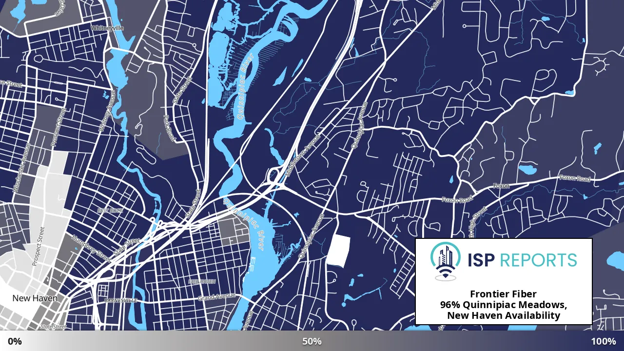 Quinnipiac Meadows, New Haven, CT map of internet availability