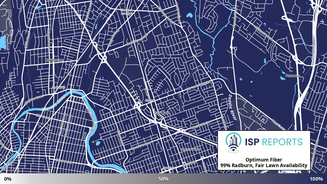 Radburn, Fair Lawn, NJ map of internet availability