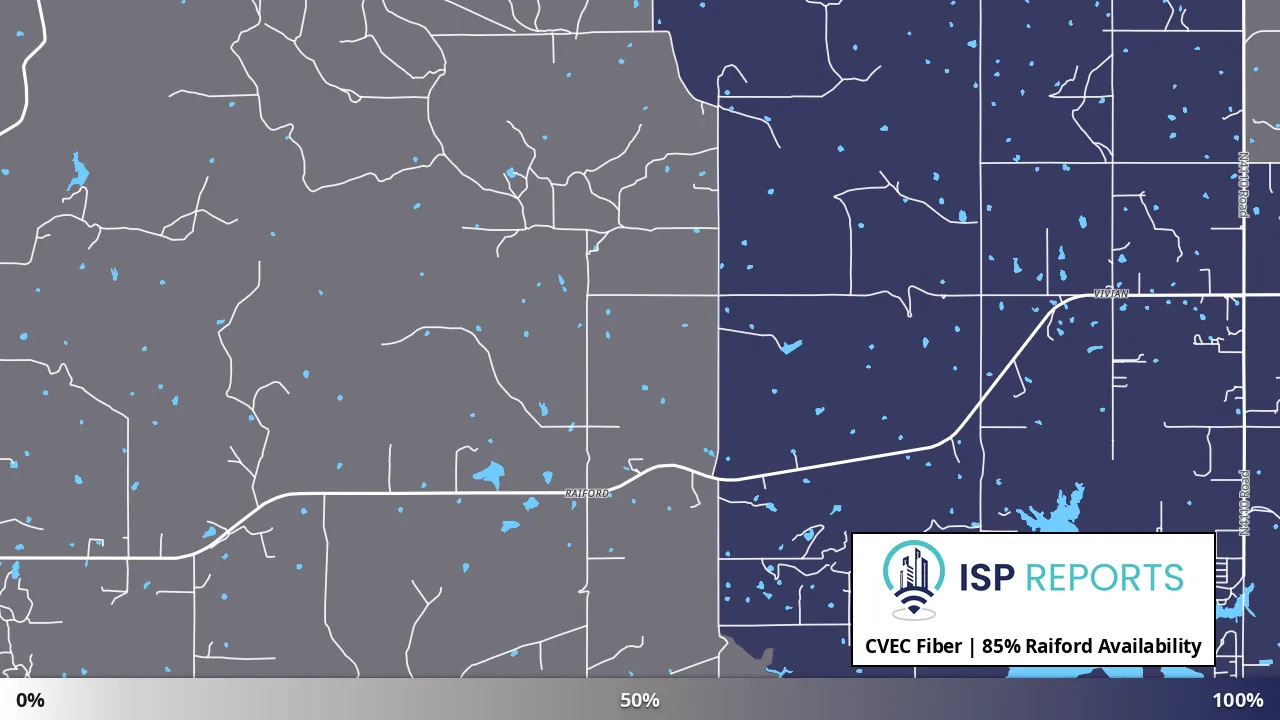 Raiford, OK map of internet availability