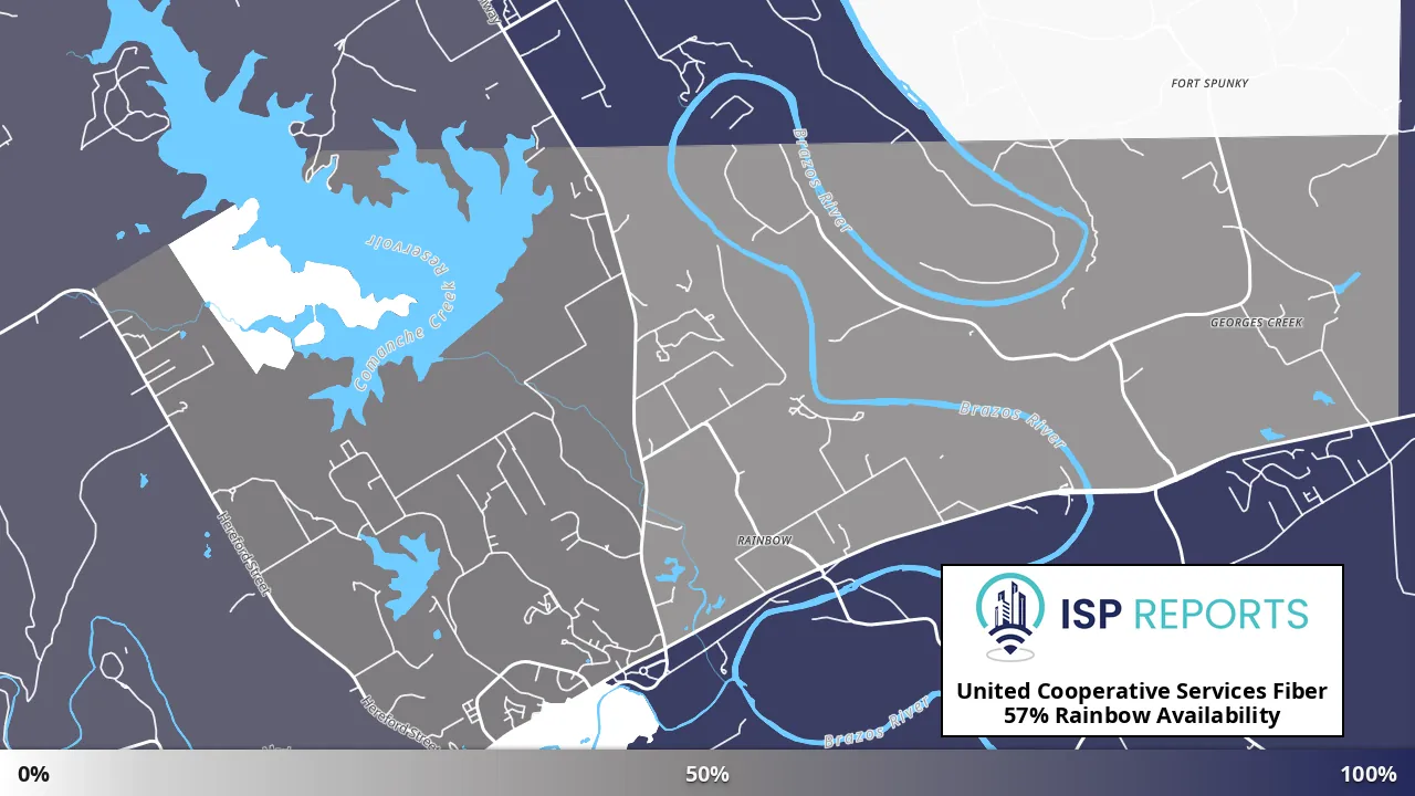 Rainbow, TX map of internet availability