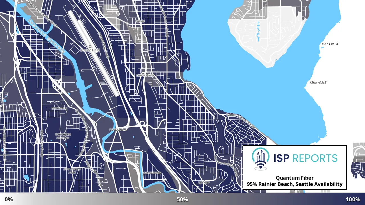 Rainier Beach, Seattle, WA map of internet availability