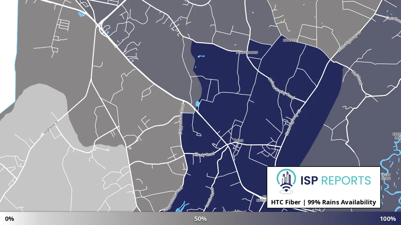 Rains, SC map of internet availability