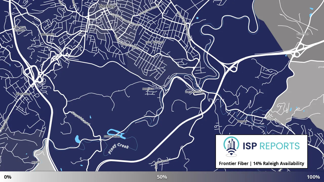Raleigh, WV map of internet availability