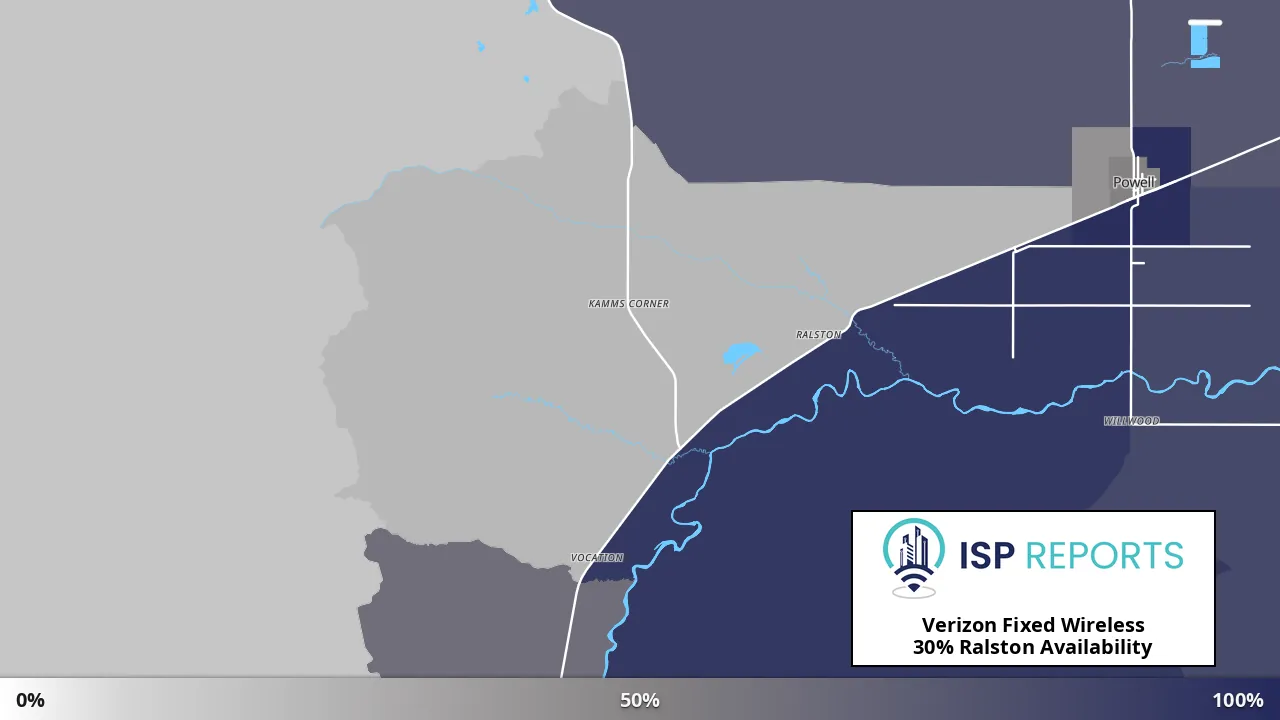 Ralston, WY map of internet availability