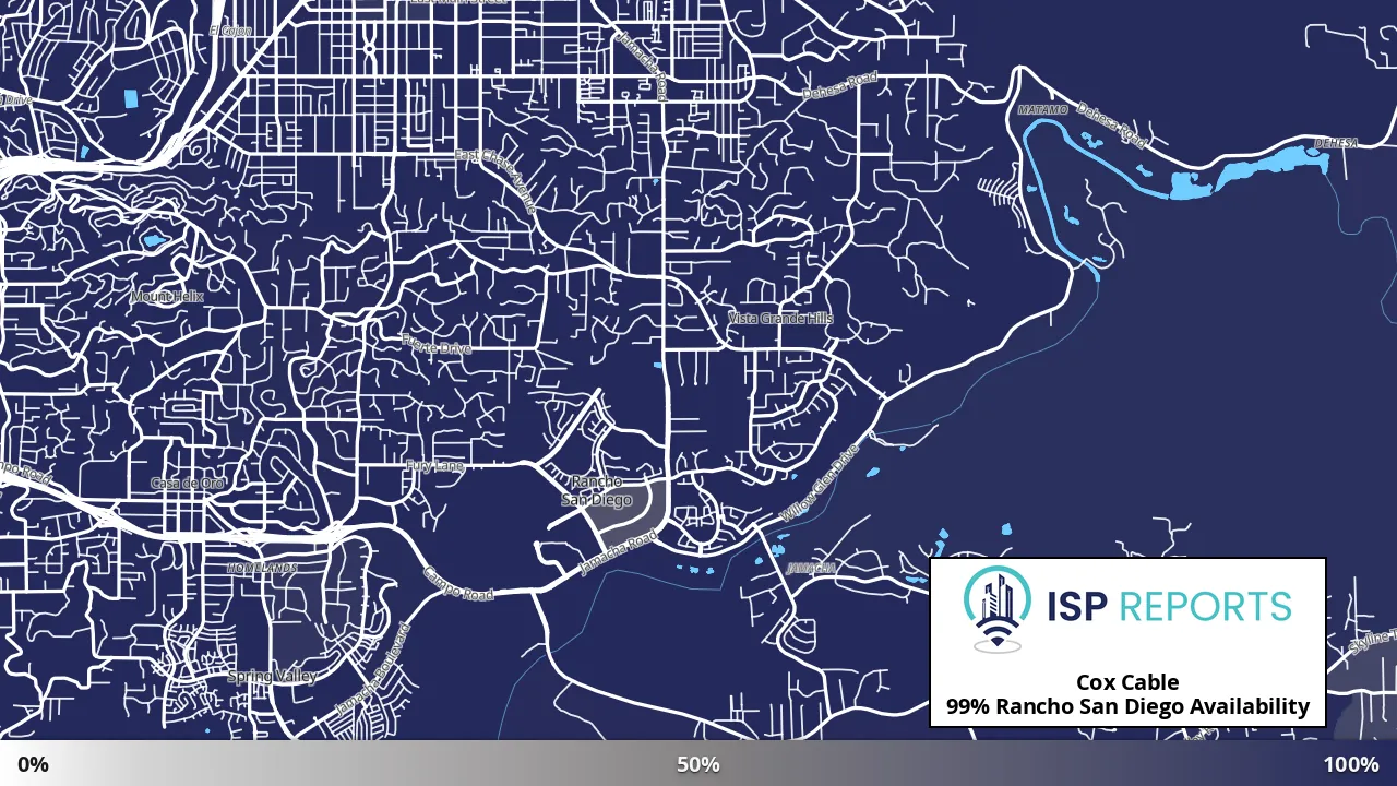 Rancho San Diego, CA map of internet availability