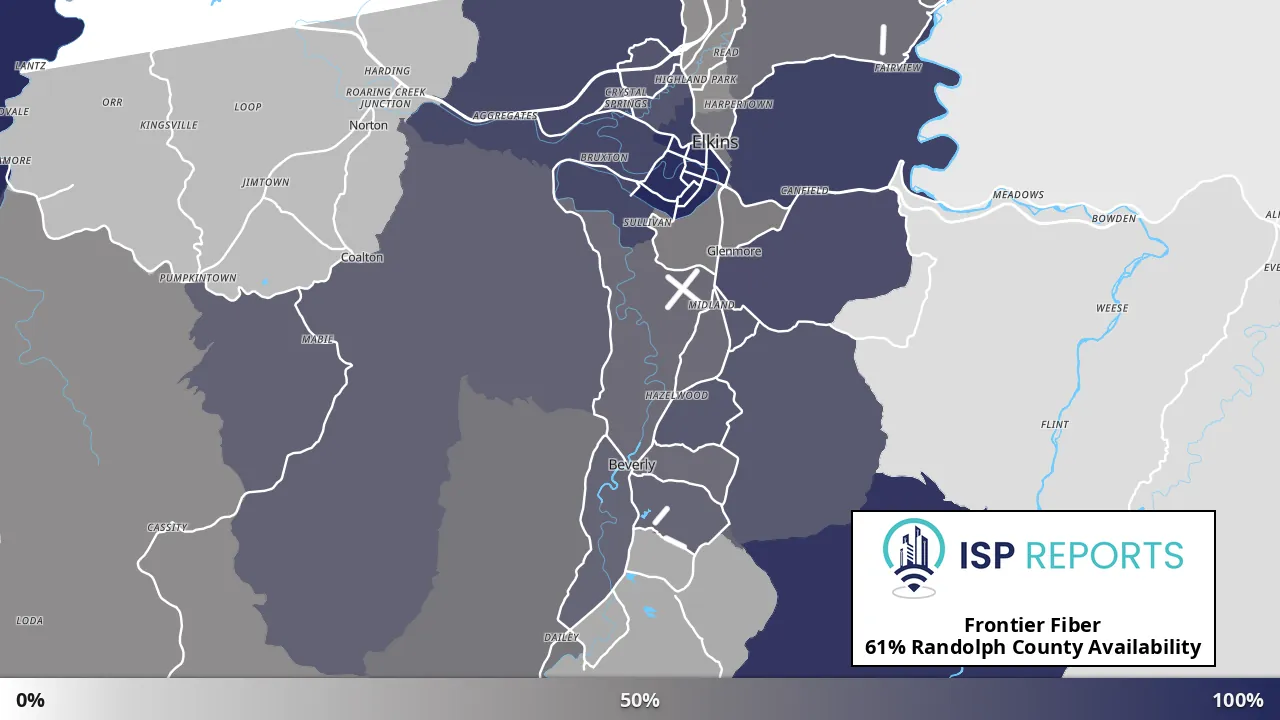 Randolph County, WV map of internet availability