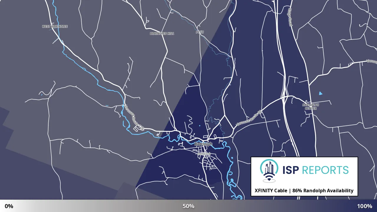 Randolph, VT map of internet availability